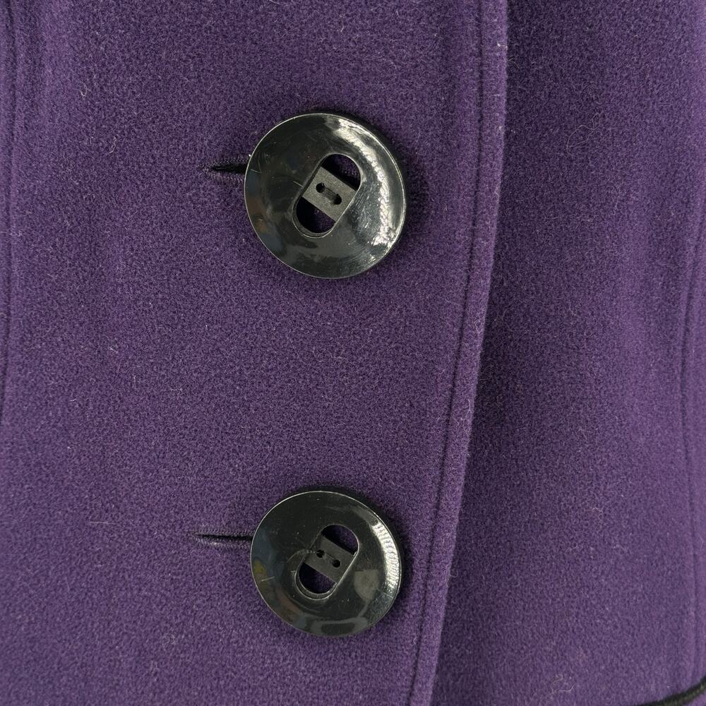 Soia & Kyo Women's Wool Jacket SZ S Peacoat Purple Button Up Funnel Neck Short - Picture 8 of 12